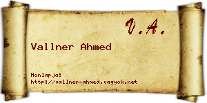 Vallner Ahmed névjegykártya